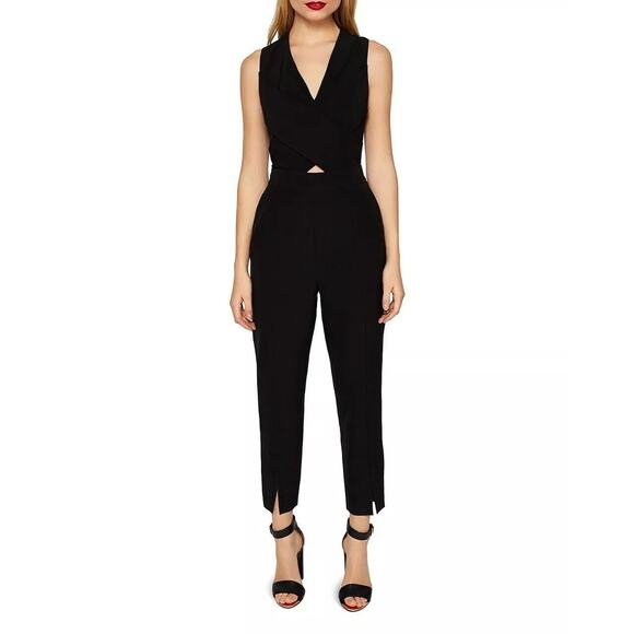 Ted Baker Kleea V-Neck Crisscross Cut Out Black Jumpsuit Size 0 - Picture 1 of 11